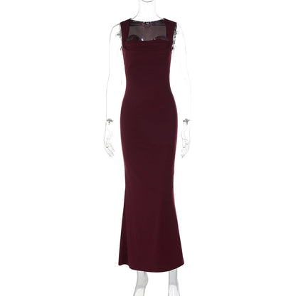 Elegant Sleeveless Dress with Square Neckline