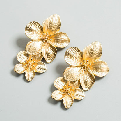Trendy Floral Drop Earrings Alloy Geometric Jewelry