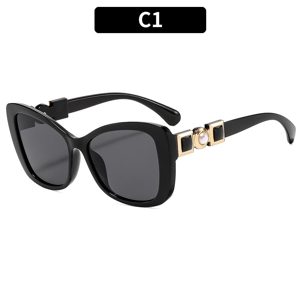 Elegant Butterfly Sunglasses with Pearl Accents UV400 Protection