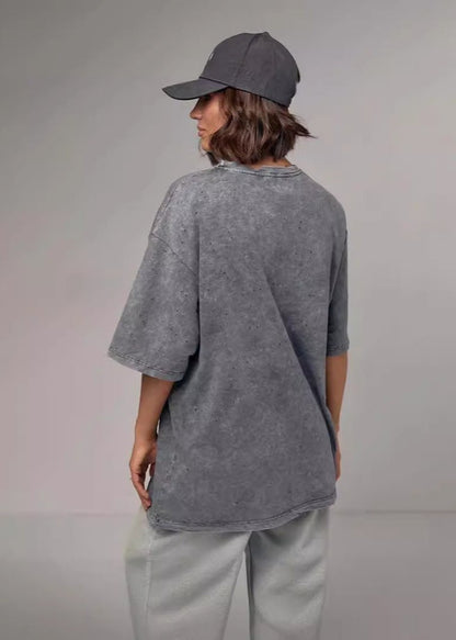 Cotton Graphic Tee With Leopard Statement