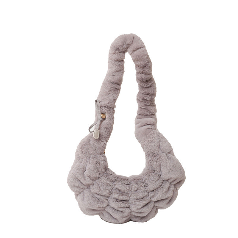 Trendy Plush Croissant Cloud Bag Soft Casual Shoulder Bag