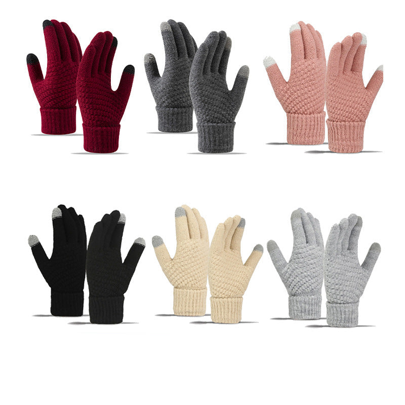 Touchscreen Winter Gloves Cute Casual Warm Knitted Mittens