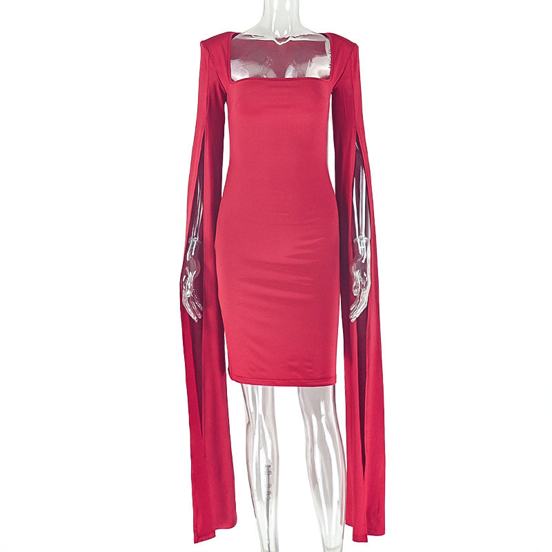 Trendy Slim Fit Solid Long Sleeve Mini Bodycon Dress