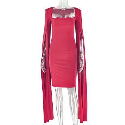 Trendy Slim Fit Solid Long Sleeve Mini Bodycon Dress