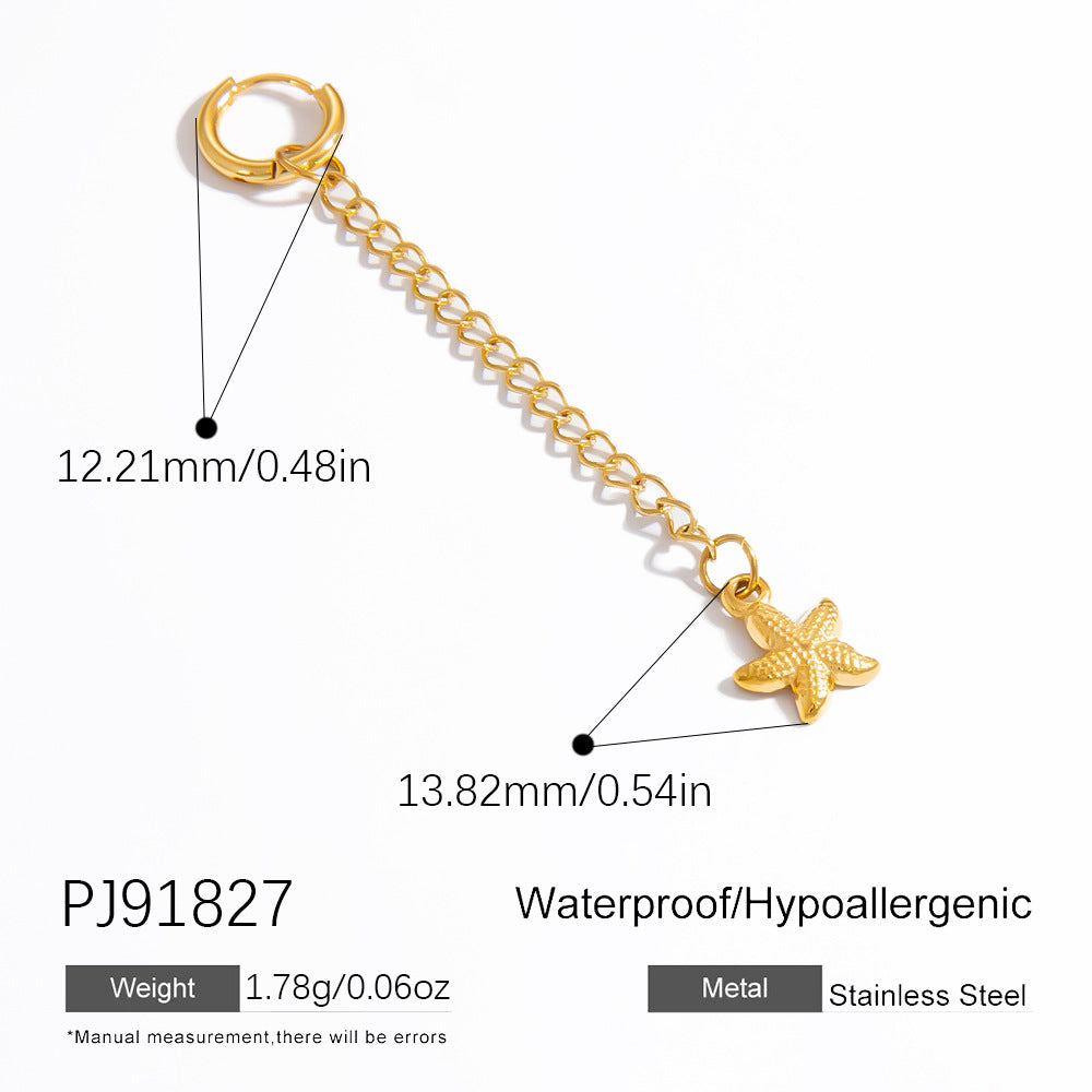 Stainless Steel Starfish & Shell Pendant Jewelry