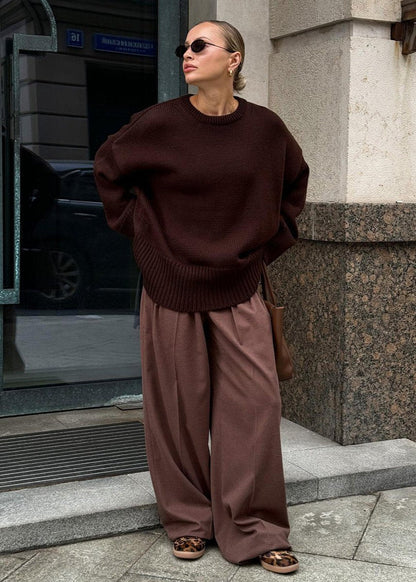 Oversized Knit Sweater Soft Gray Minimalist