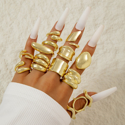 Trendy Vintage Statement Geometric Open Joint Ring Set