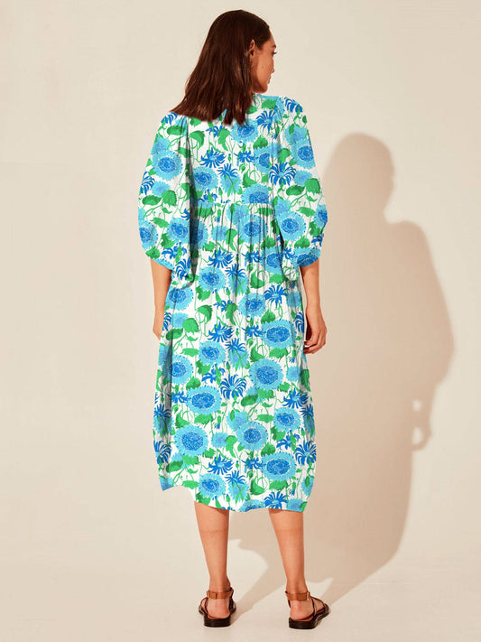 Vintage Floral Maxi Dress Relaxed Casual Style