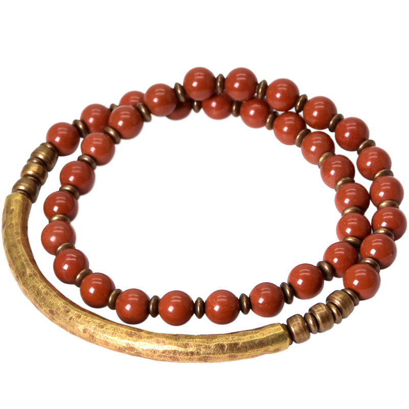 Red Blue Stone Beads Multi-Layer Bracelet Couple Original Retro Ethnic Style Bracelet Women'S Literary And Male Jewelry