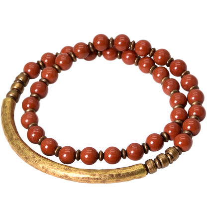 Red Blue Stone Beads Multi-Layer Bracelet Couple Original Retro Ethnic Style Bracelet Women'S Literary And Male Jewelry