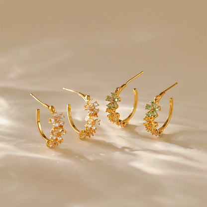 Copper Plated Gold Delicate Butterfly Floral Stud Earrings