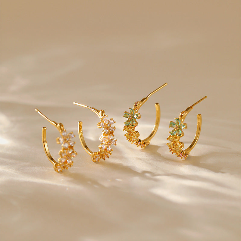 Copper Plated Gold Delicate Butterfly Floral Stud Earrings