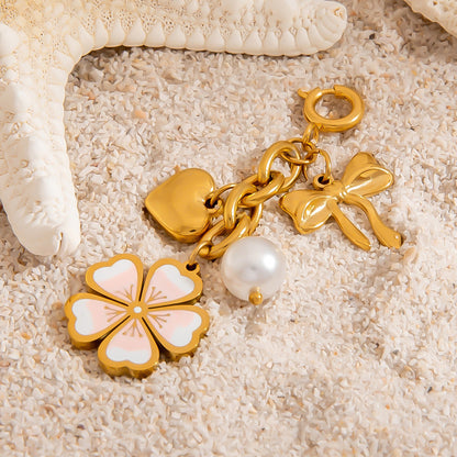 Stainless Steel Bikini Clips with Flower Pearl Pendant DIY Jewelry