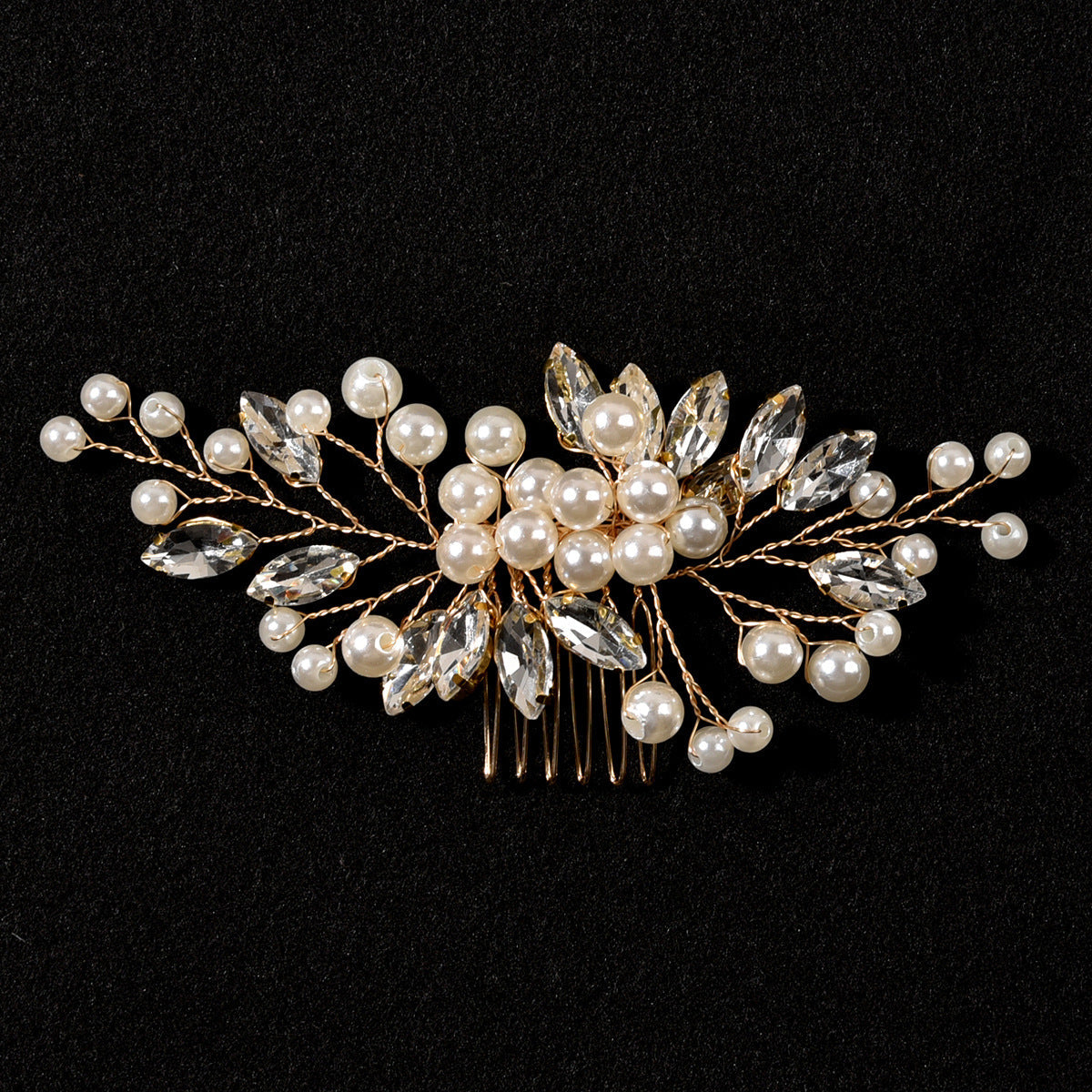 Bridal Hair Comb with Pearls and Rhinestones