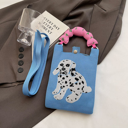 Trendy Knitted Crossbody Phone Bag Cute Cartoon Design