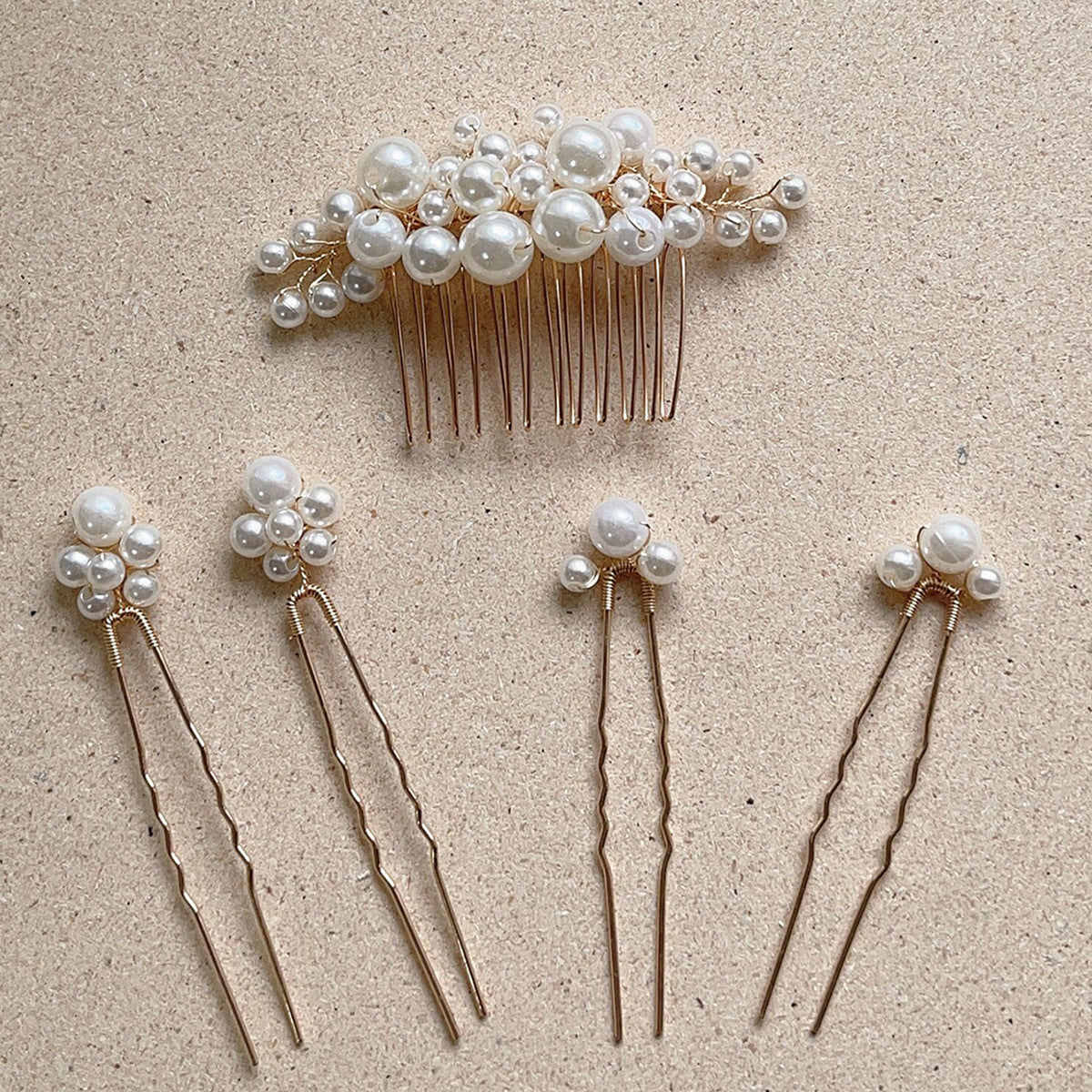Vintage Baroque Pearl Hair Comb Set for Brides