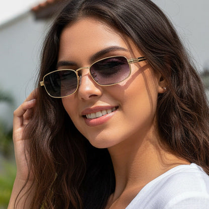 Retro Square Metal Sunglasses UV400 Protection Fashionable Eyewear