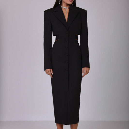 New Hollow Waist Design Elegant Blazer Dress
