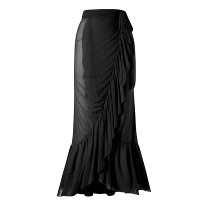Flower Spaghetti Swimwear Ruffle Skirt Cover