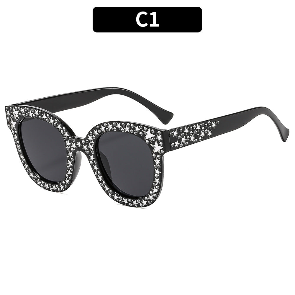 Fashionable Square Frame Sunglasses With Glitter Accents