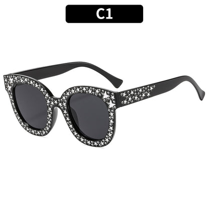 Fashionable Square Frame Sunglasses With Glitter Accents