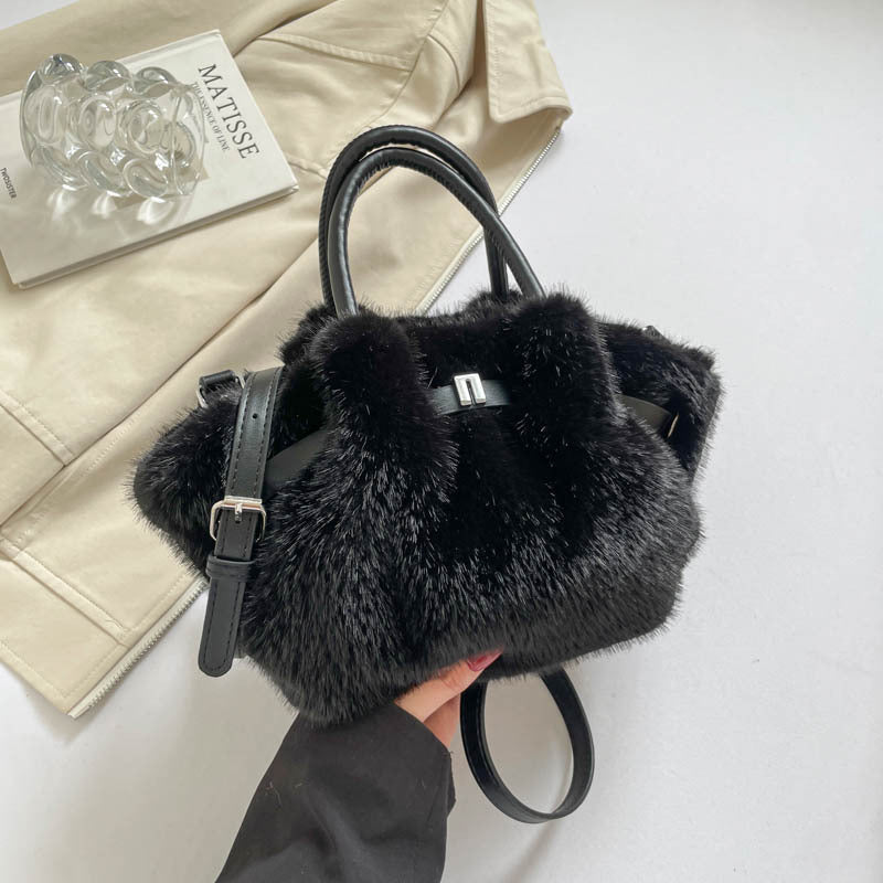 Soft Faux Fur Fluffy Tote Shoulder Bag