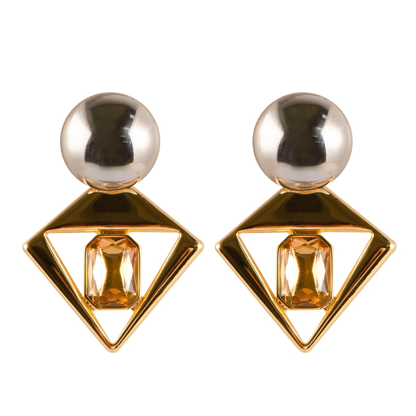 Geometric Crystal Drop Earrings For Women - Fashionable And Elegant