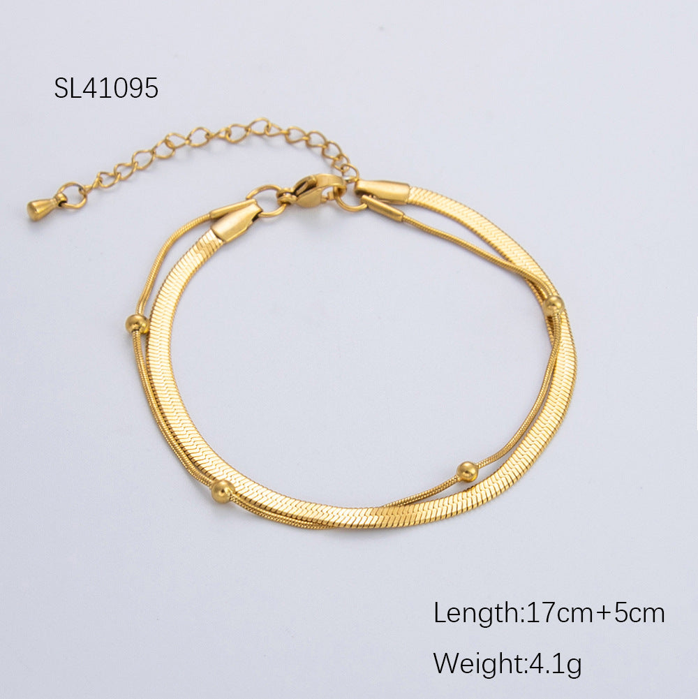 Wavy Titanium Steel Bracelet Luxurious 18K Gold Plated Women's Jewelry
