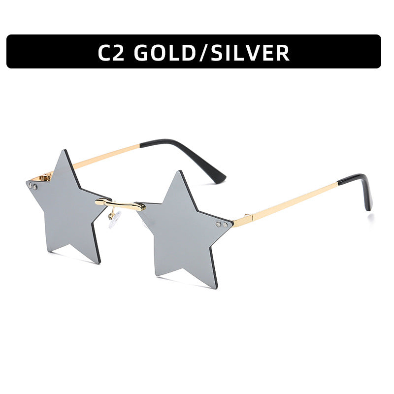 Fashionable Frameworkless Star-Shaped Sunglasses Punk Style