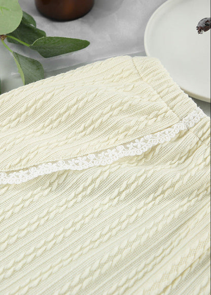 Knitted Two Piece Lounge Set With Lace Trim