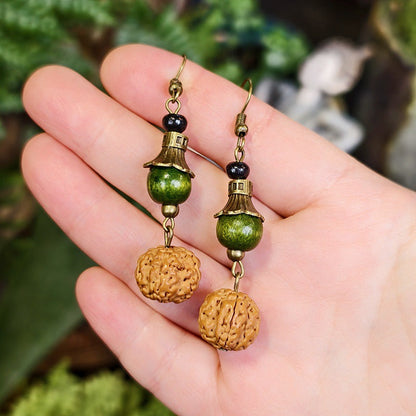 Bohemian Leaf Design Alloy Earrings with Natural Elements