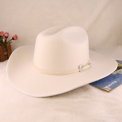 Men's Wool Felt Cowboy Hat - Adjustable Western Design