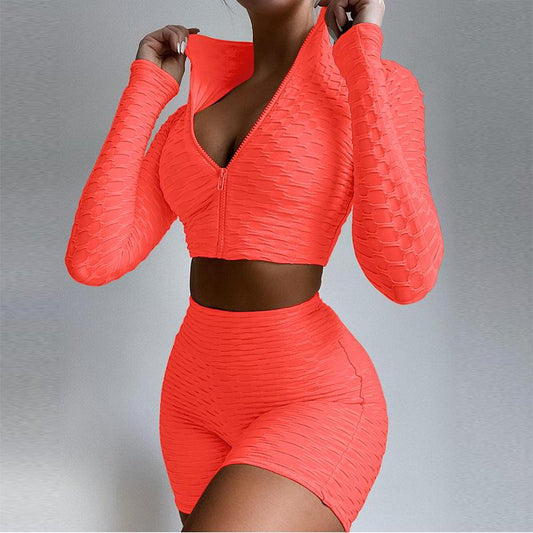 Women'S Yoga Clothes Fashion Solid Long-Sleeved Casual Sports Suit Women