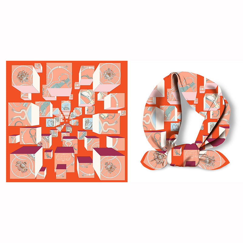 Splicing Colorful Art Print Square Satin Scarf