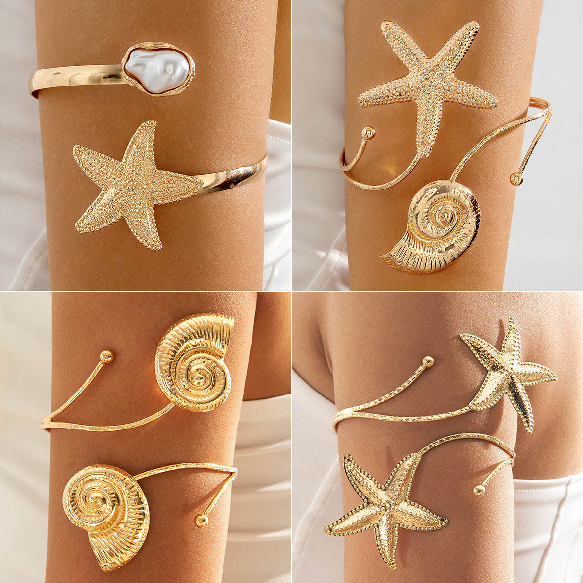 Floral Open Arm Cuff Bracelet Geometric Punk Style Beach Party Jewelry