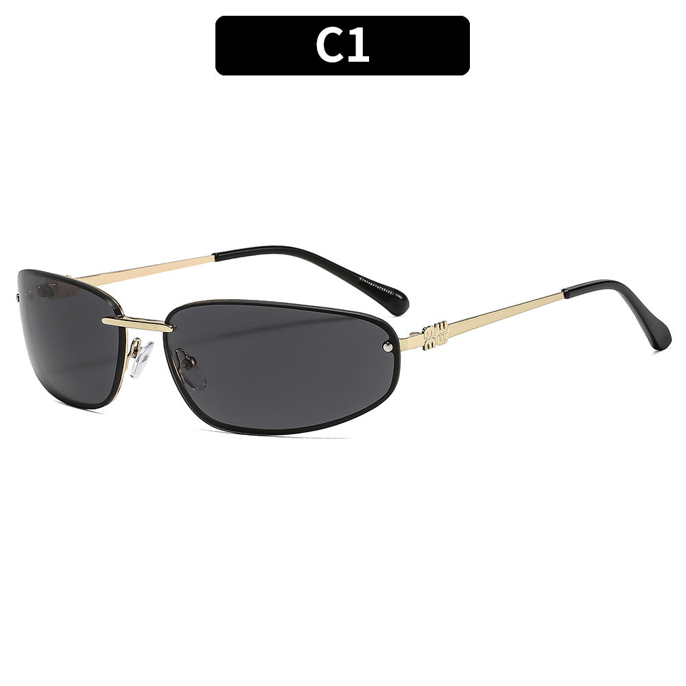 Y2K Fashion Rimless Sunglasses Stylish Metallic Shades