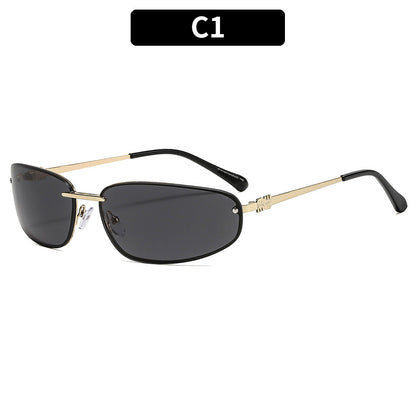 Y2K Fashion Rimless Sunglasses Stylish Metallic Shades