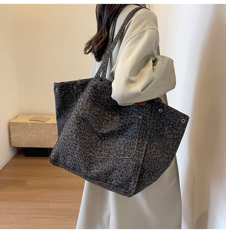 Leopaed Print Shoulder Bag Large Capacity Tote Bag
