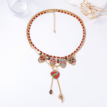 Halloween Layered Metal Ghost Pendant Necklace