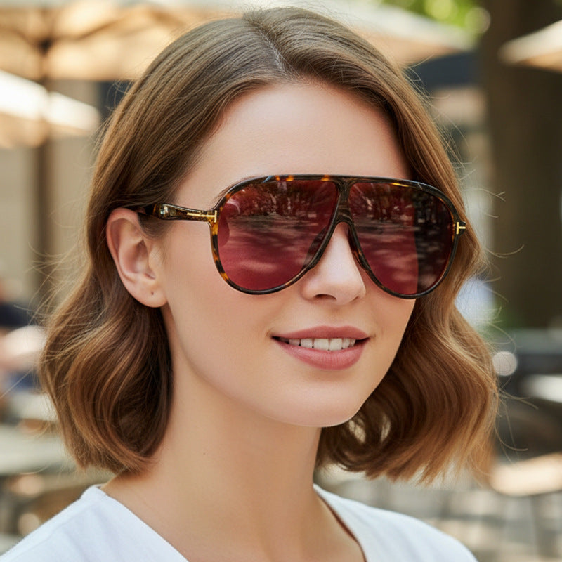 Trendy Large Frame Sunglasses Fashionable Outdoor UV Protection