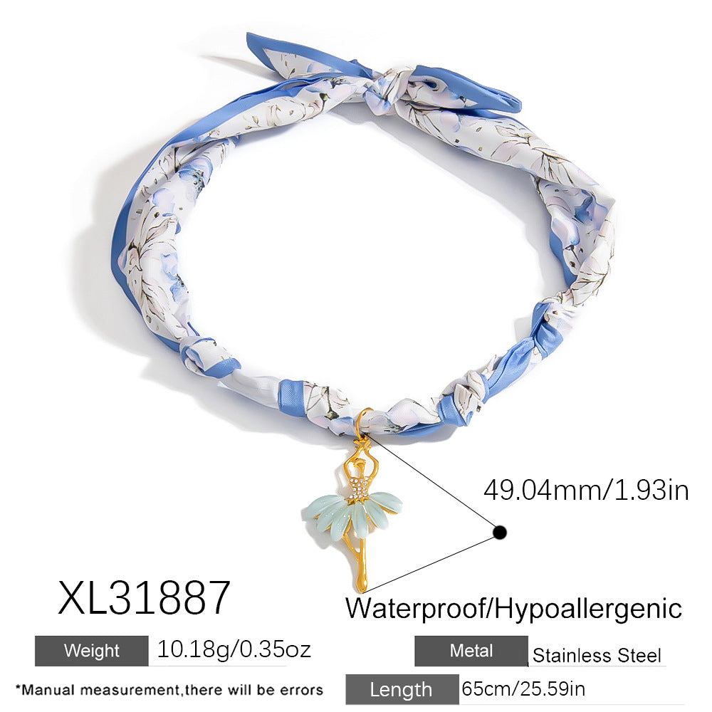 Sweetheart Floral Stainless Steel Pendant Necklace Fashionable Casual Accessories