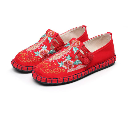 Tibetan Floral Embroidered Style Flat Shoes