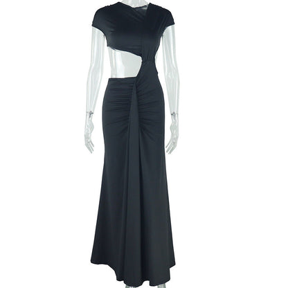 Trendy Solid Color Sleeveless Fish Tail Dress