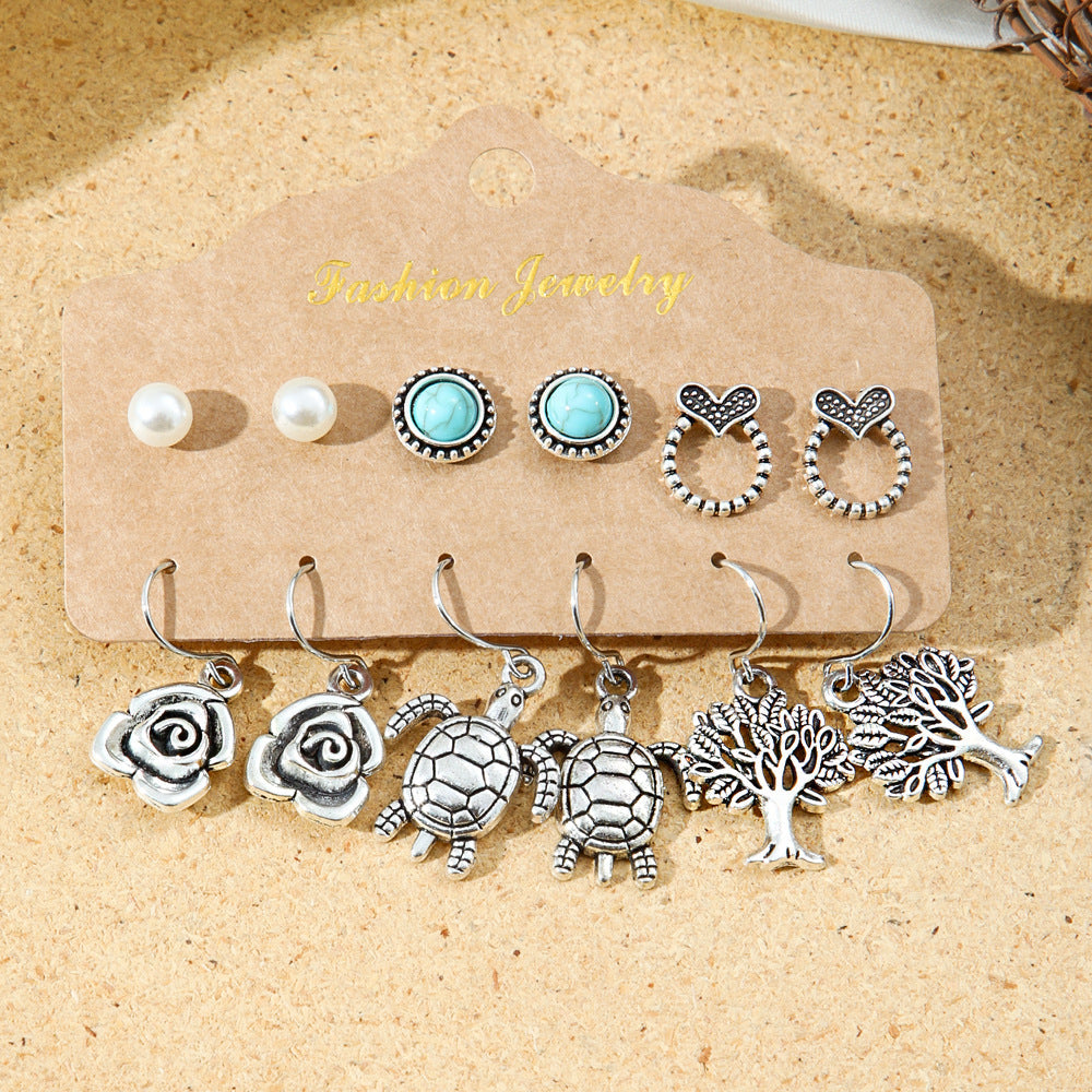 Bohemian Style Metal Earrings with Tassels and Geometric Shapes