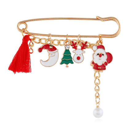 Funny Santa Claus Snowflake Cartoon Brooch