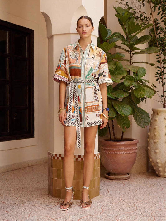 Elegant Floral Linen Shirt Dress for Casual Wear