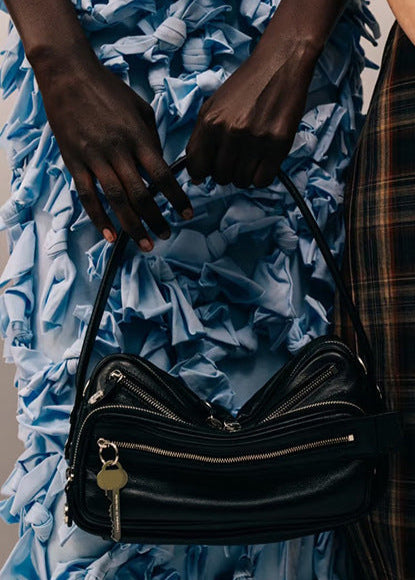 Crescent Bag Vegan Leather Zip Accent
