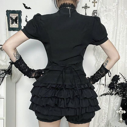 Sexy Lace Panel Short Sleeve Top for Trendy Women