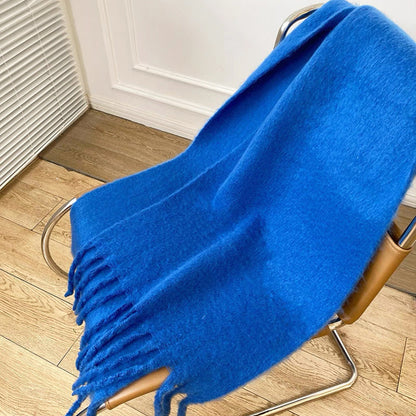 2+ Solid Color Tassel Mohair Scarves