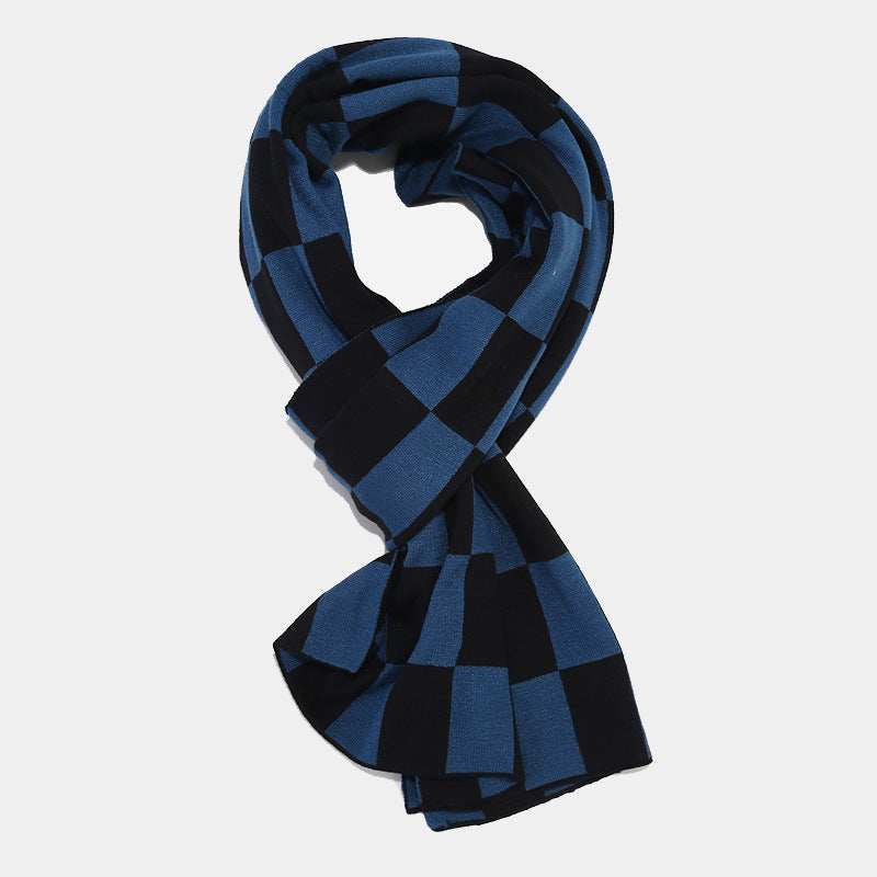 Winter Plaid Warm Hat Scarf Gloves Outdoor Sets